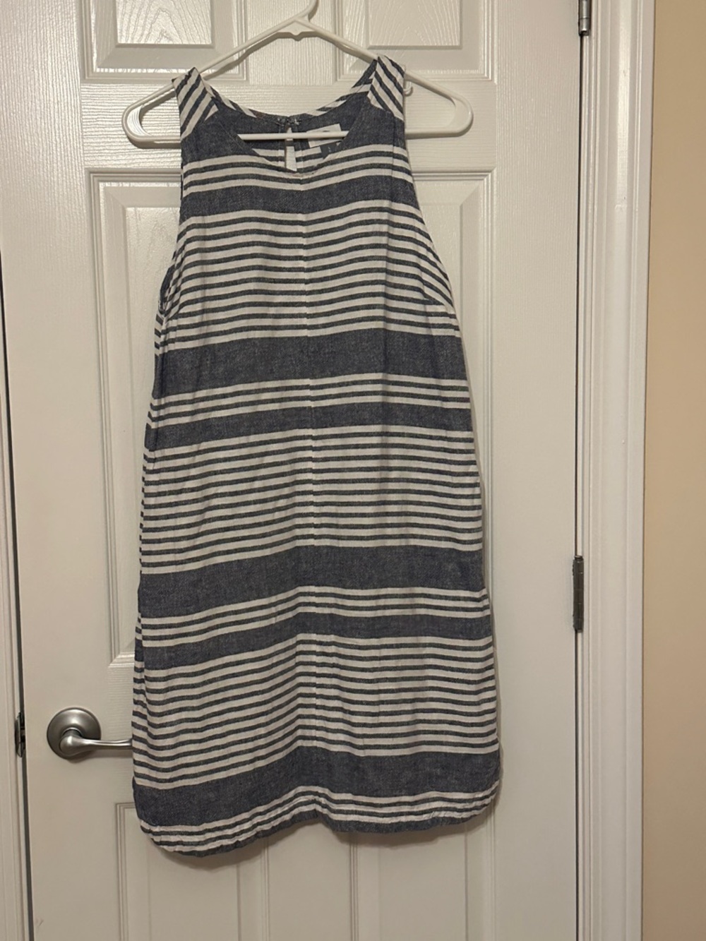 Old Navy Navy and White Striped A-Line Dress